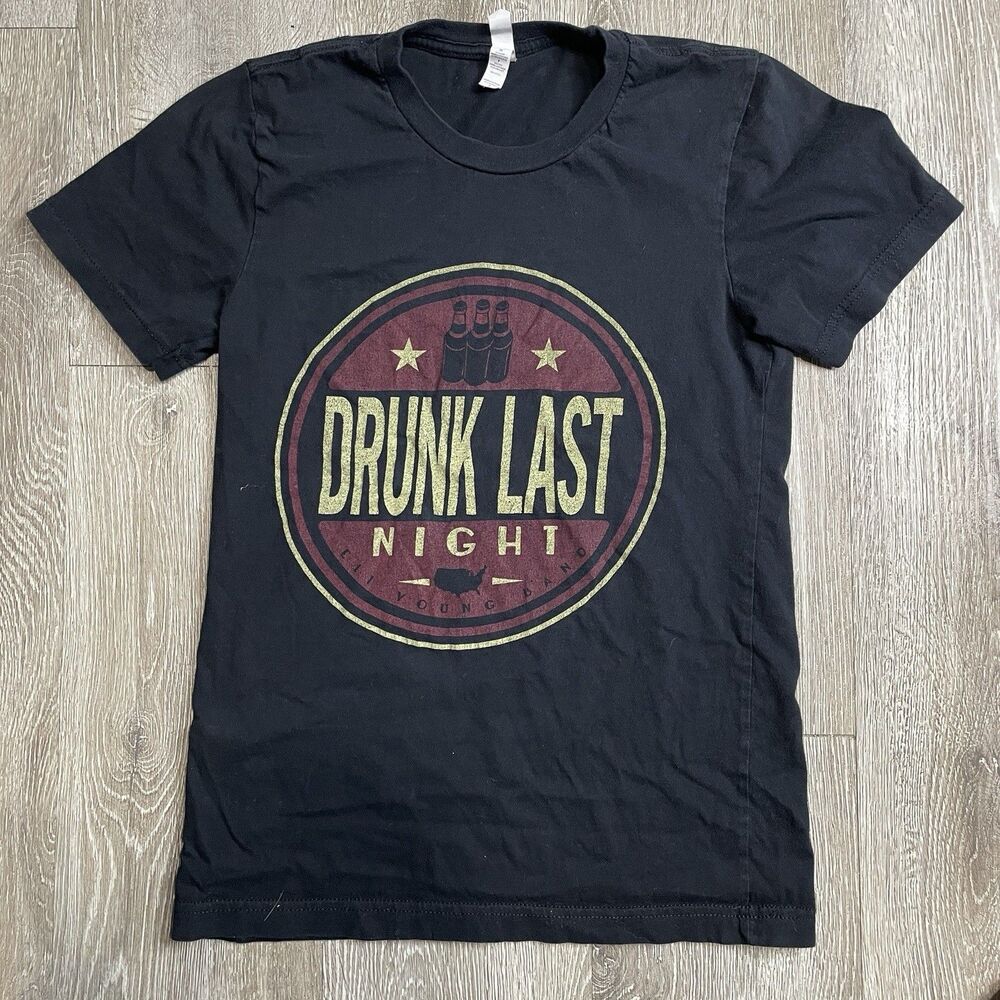 Eli Young Band 2018 Tour Shirt Womens Small Black Drunk Last Night Short Slv